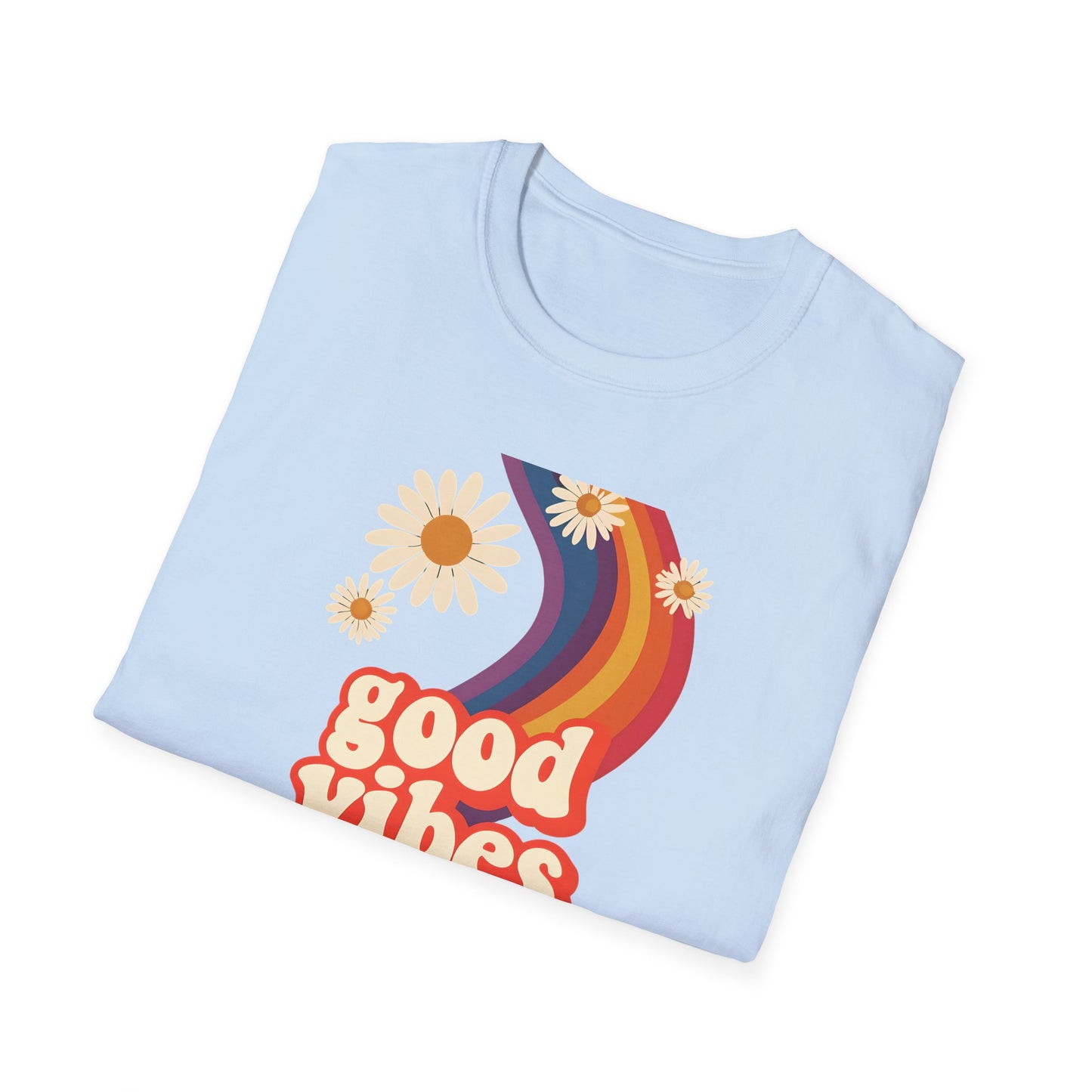 Good Vibes Unisex Softstyle T-Shirt, Retro Sunshine Tee, Positive Energy Shirt, Festival Apparel, Gift for Friends