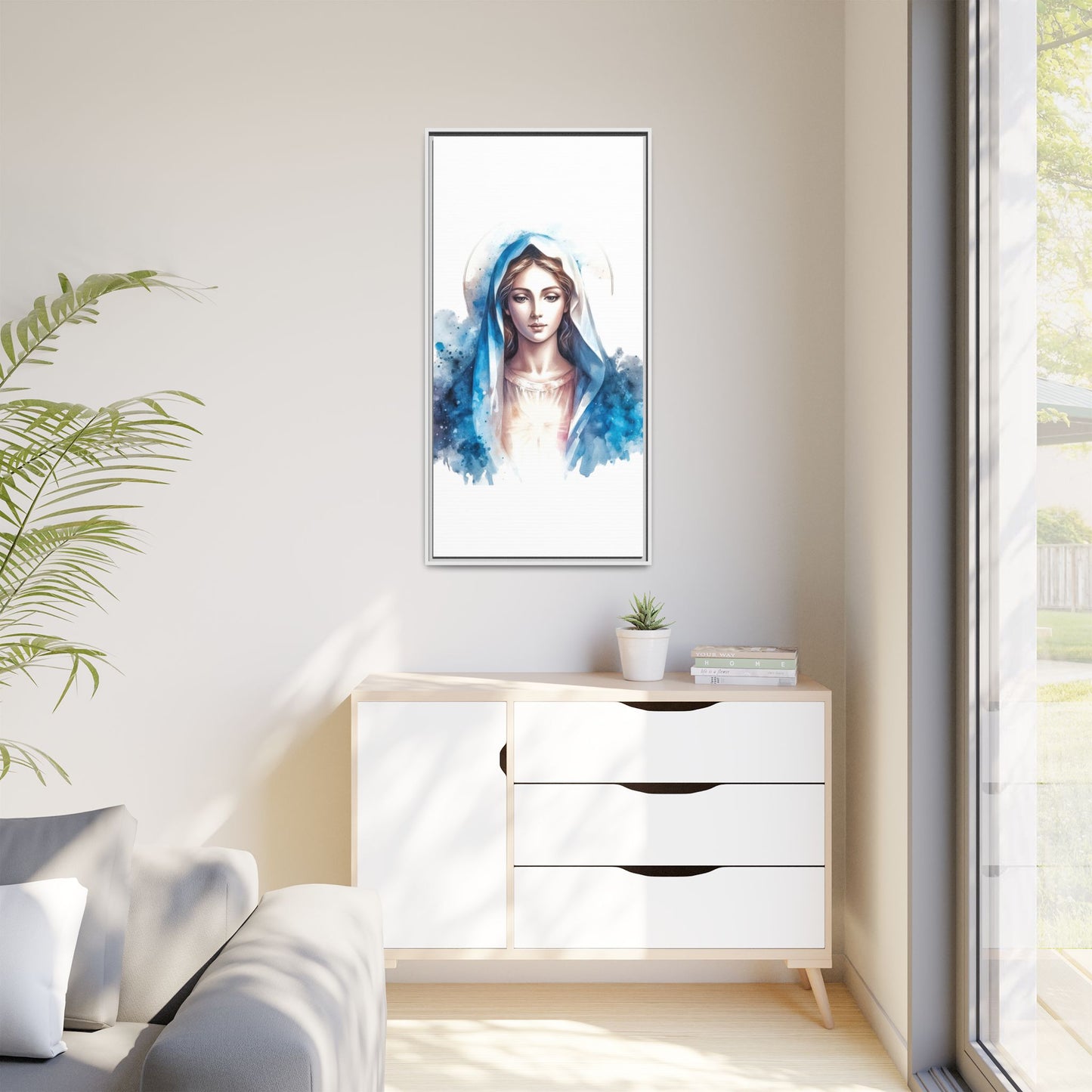 Framed Canvas Art Print, Spiritual Decor, Religious Artwork, Wall Decor, Gift for Faith, Elegant Home Decoration