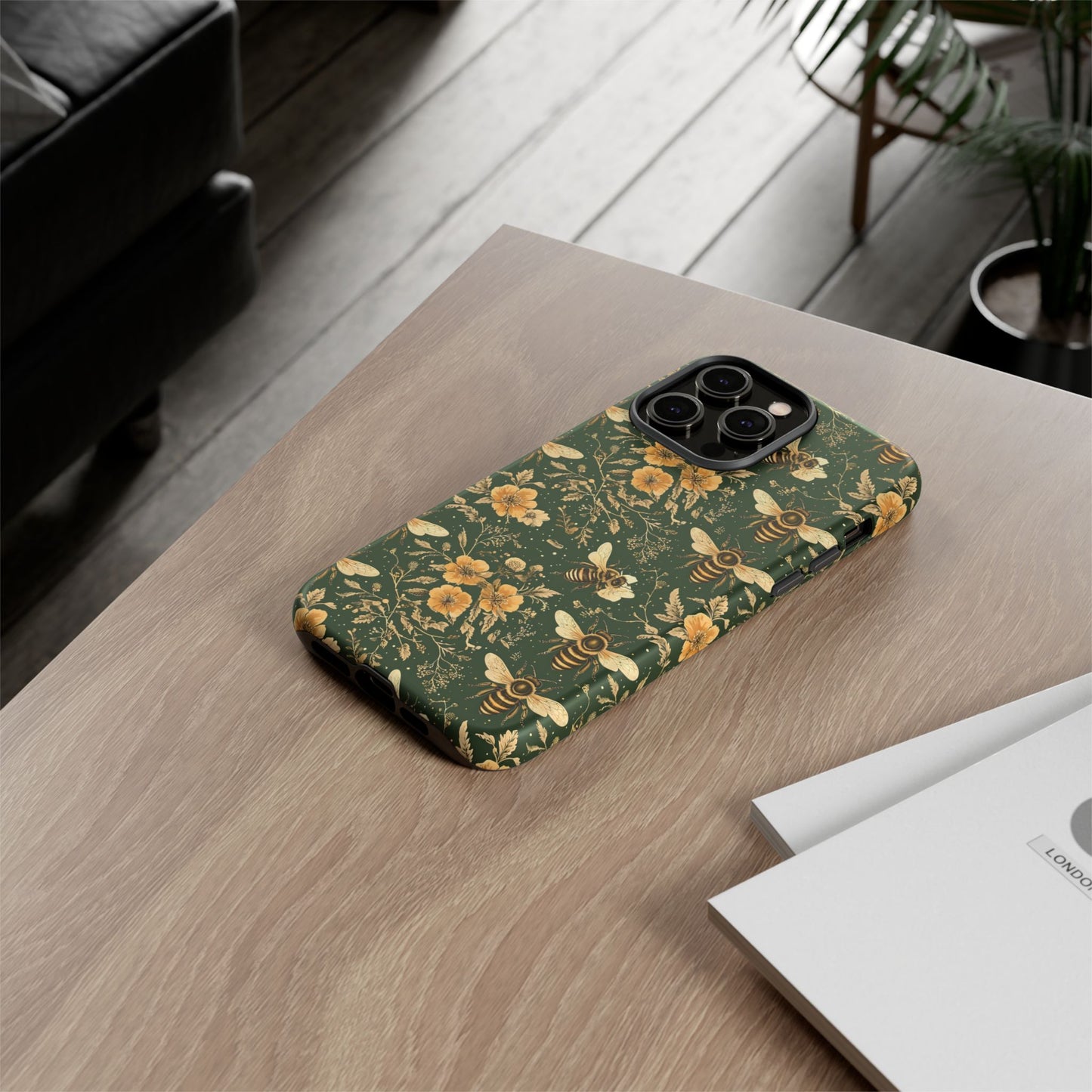 Nature-Inspired Phone Case, Tough Cases for Nature Lovers, Floral Bee Design, Eco-Friendly Gift, Summer Vibes, Trendy Phone Accessory,