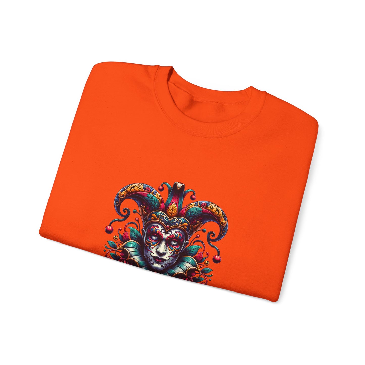 Colorful Jester Sweatshirt, Unisex Heavy Blend Crewneck, Unique Art Apparel, Trendy Fashion, Cozy Gift for Adults