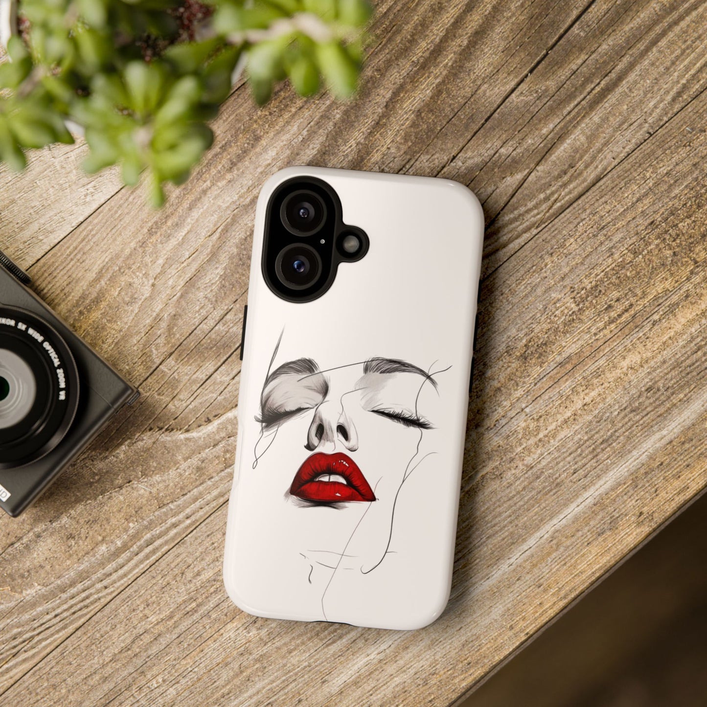 Stylish Phone Case with Artistic Lip Design, Femme Tech Accessory, Trendy Device Cover, Gift for Her, Unique Phone Accessories