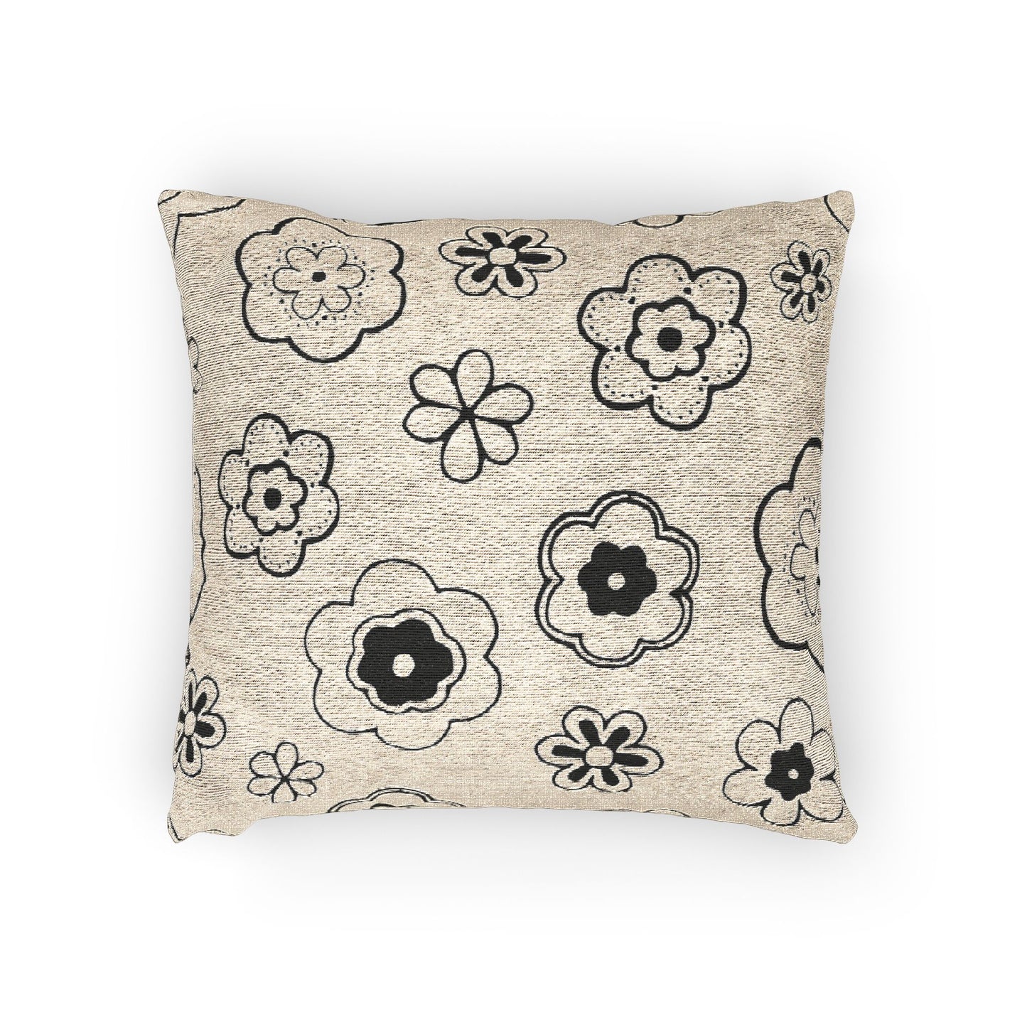 Boho Floral Woven Pillow, Decorative Throw Cushion, Artisan Home Decor, Gift for Home, Cozy Living Room Accent