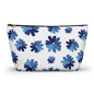 Blue Floral Accessory Pouch for Organizing Essentials, Cosmetic Bag, Travel Makeup Pouch, Gift Idea for Flower Lovers, Eco-Friendly