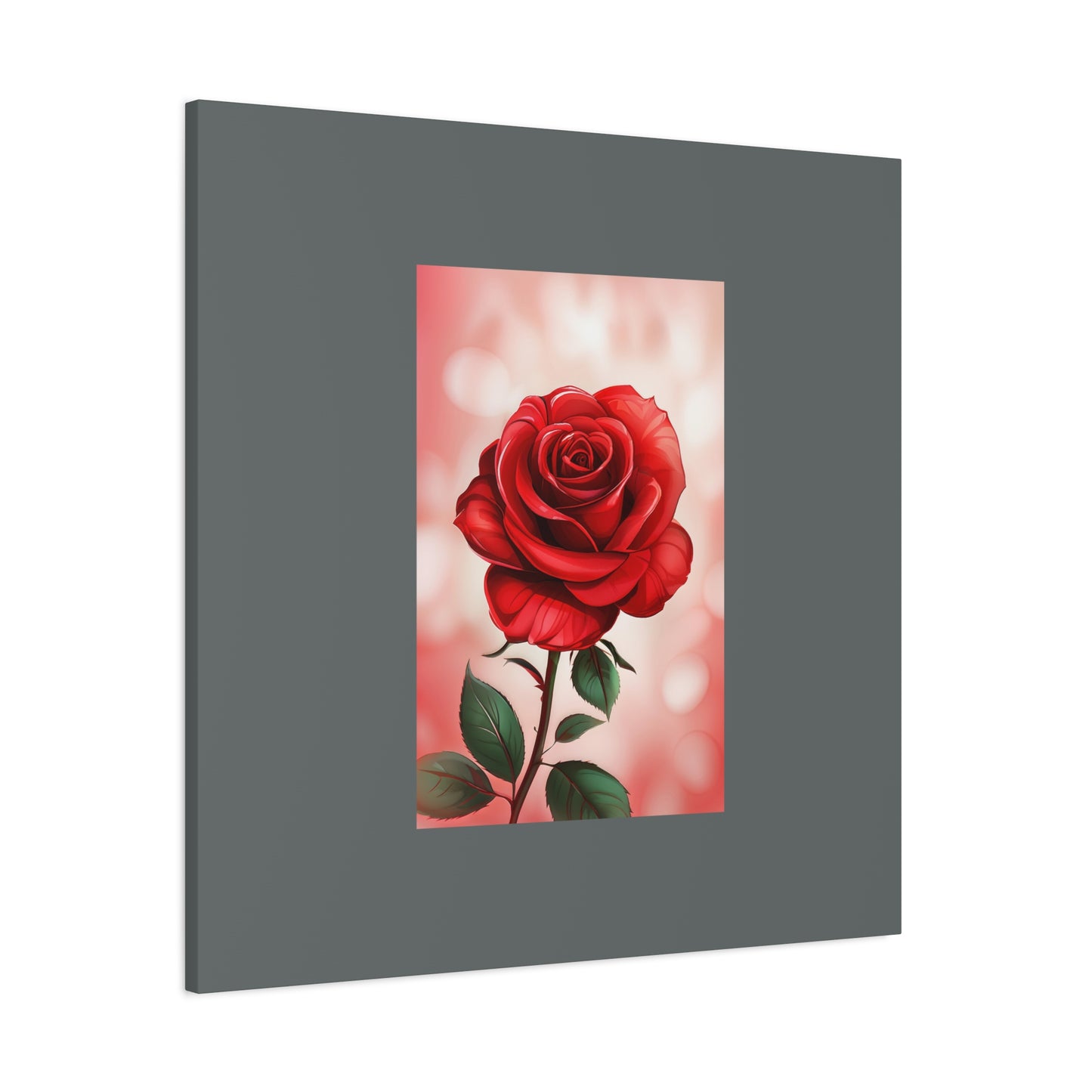 Red Rose Vertical Matte Canvas Print — Romantic Floral Wall Art