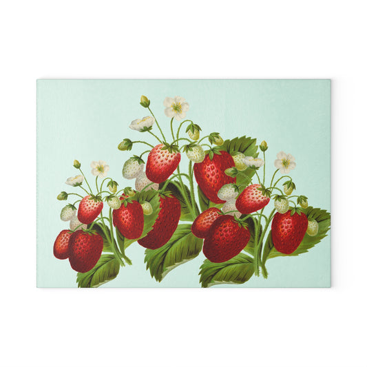 Vintage Strawberry Glass Cutting Board, Kitchen Decor, Gift for Home Chefs, Wedding Present, Retro Kitchen Accessories