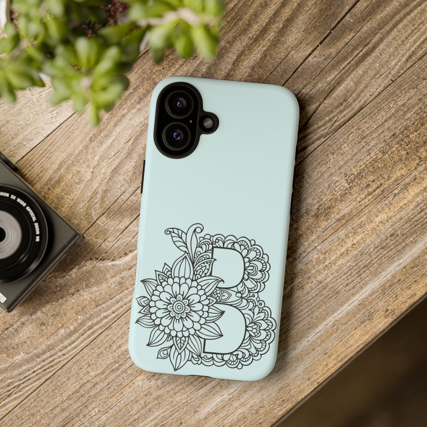 Personalized Tough Phone Case- Letter B, Floral Monogram Cell Phone Cover, Custom Protective Case, Unique Gift, Birthday, Graduation