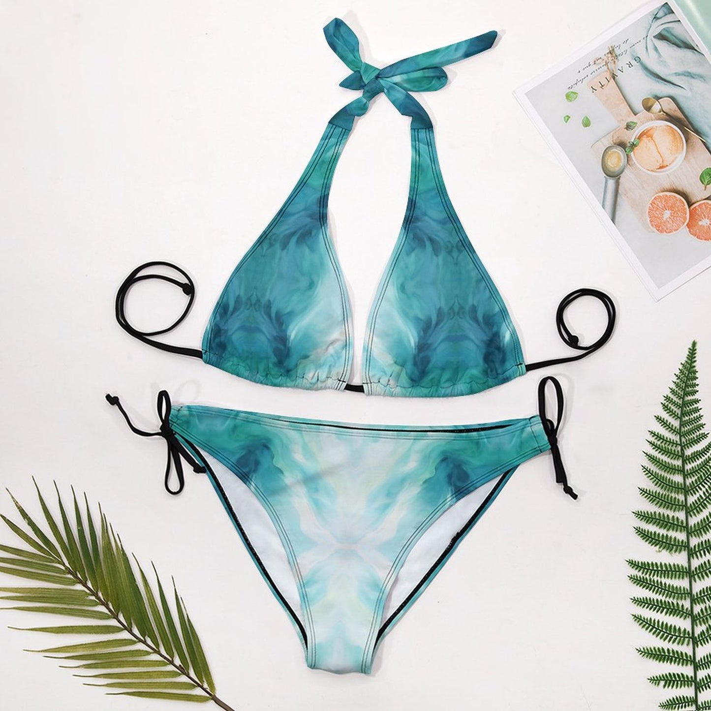 Two Piece Halter Swimsuit Ocean Blue
