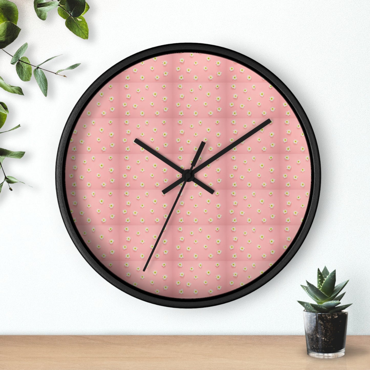 Charming Floral Wall Clock Pink Decor, Home Accessories, Gift for Her