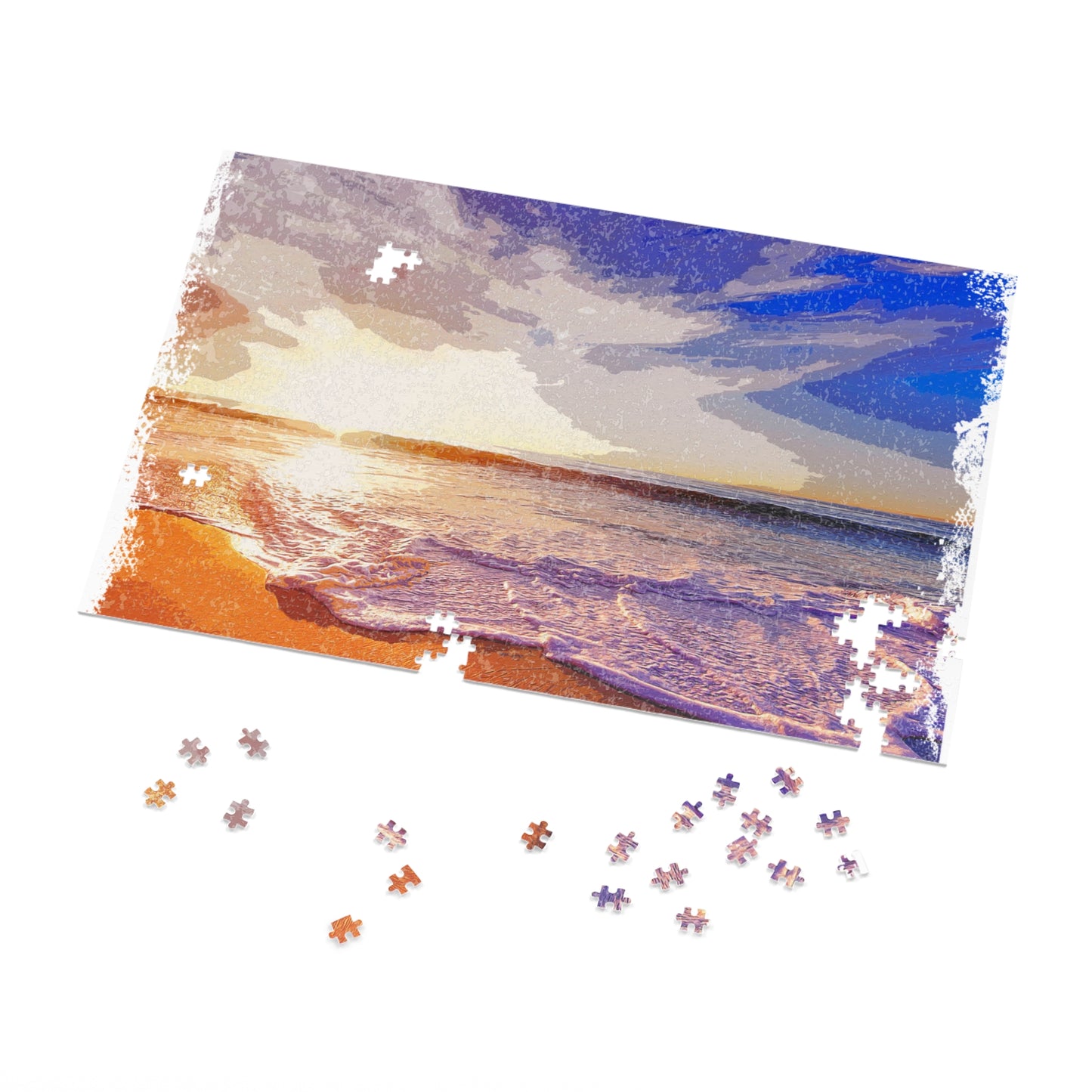 Beach Sunset Jigsaw Puzzle with Tin - Perfect for Family Nights, Gifts, Relaxation, and Home Decor