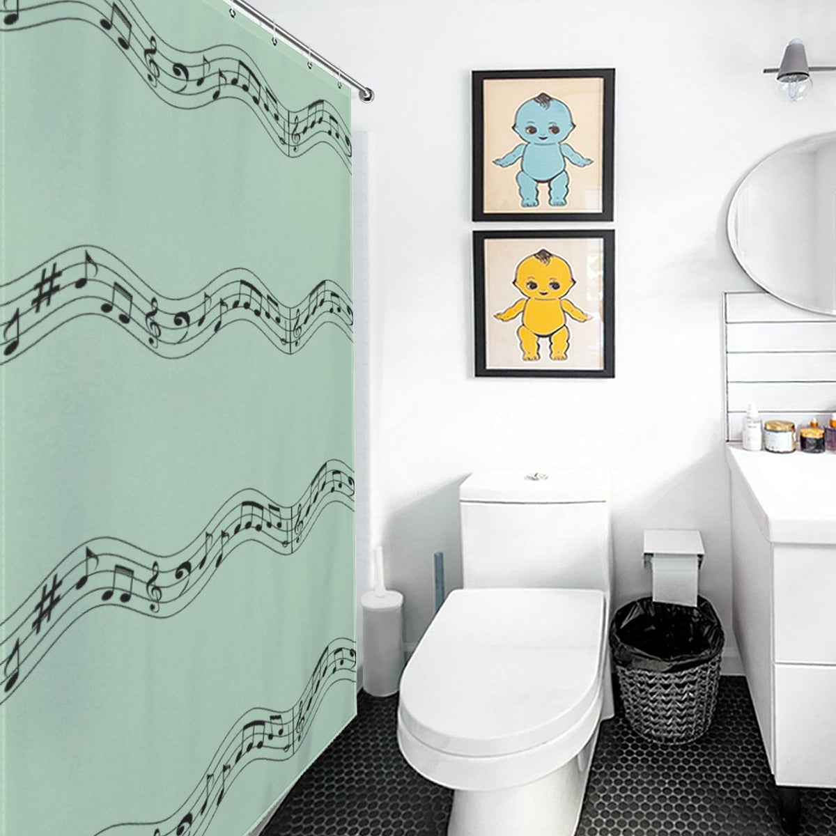 Musical note shower curtain