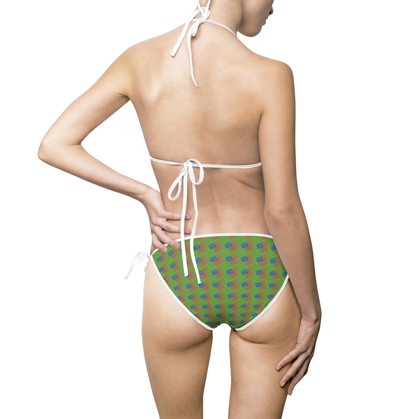 Vibrant Green Polka Dot Women's Bikini, Summer Swimwear, Beach Ready, Pool Party Essential, Vacation Must-Have