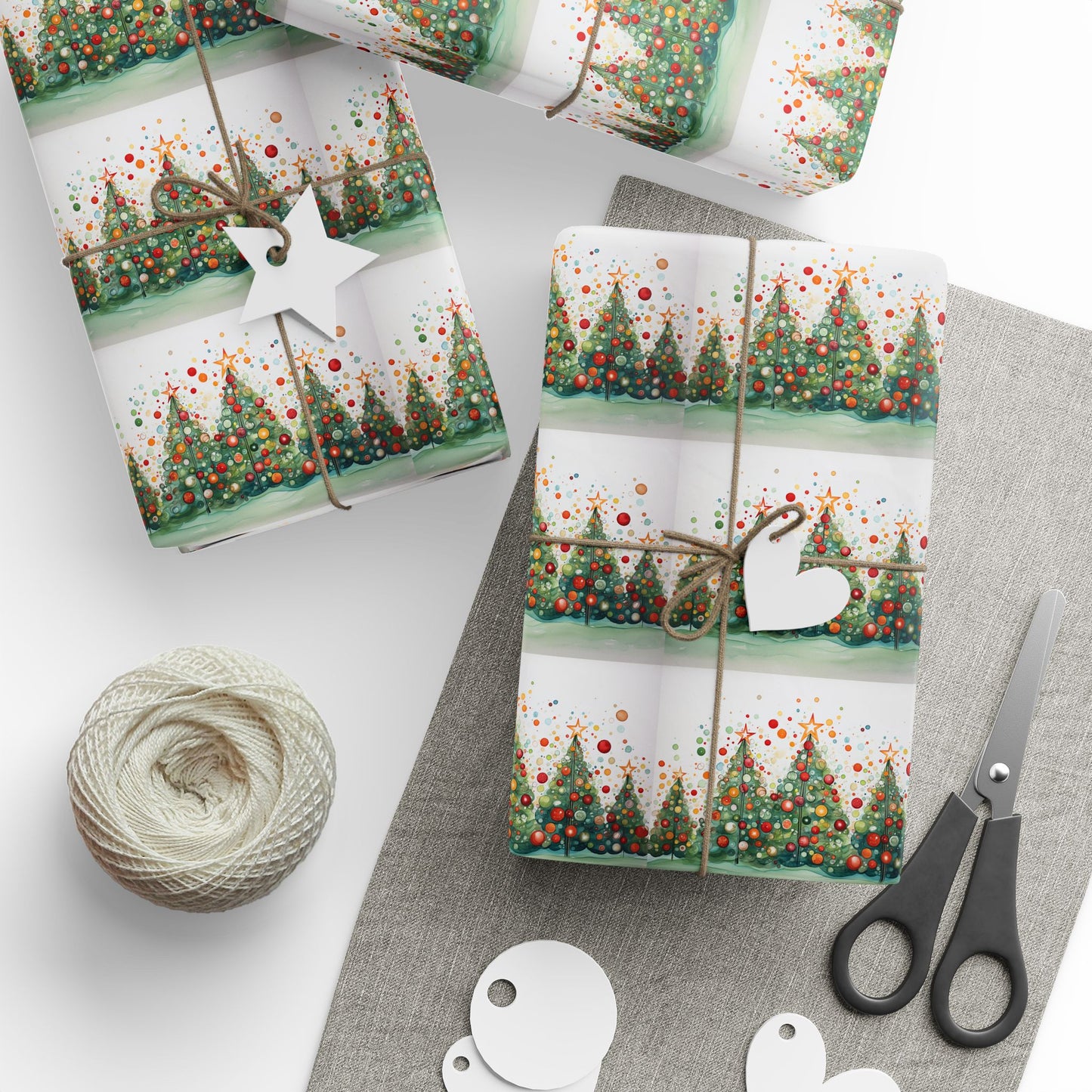 Christmas Tree Confetti Wrapping Paper Roll — Festive Holiday Gift Wrap