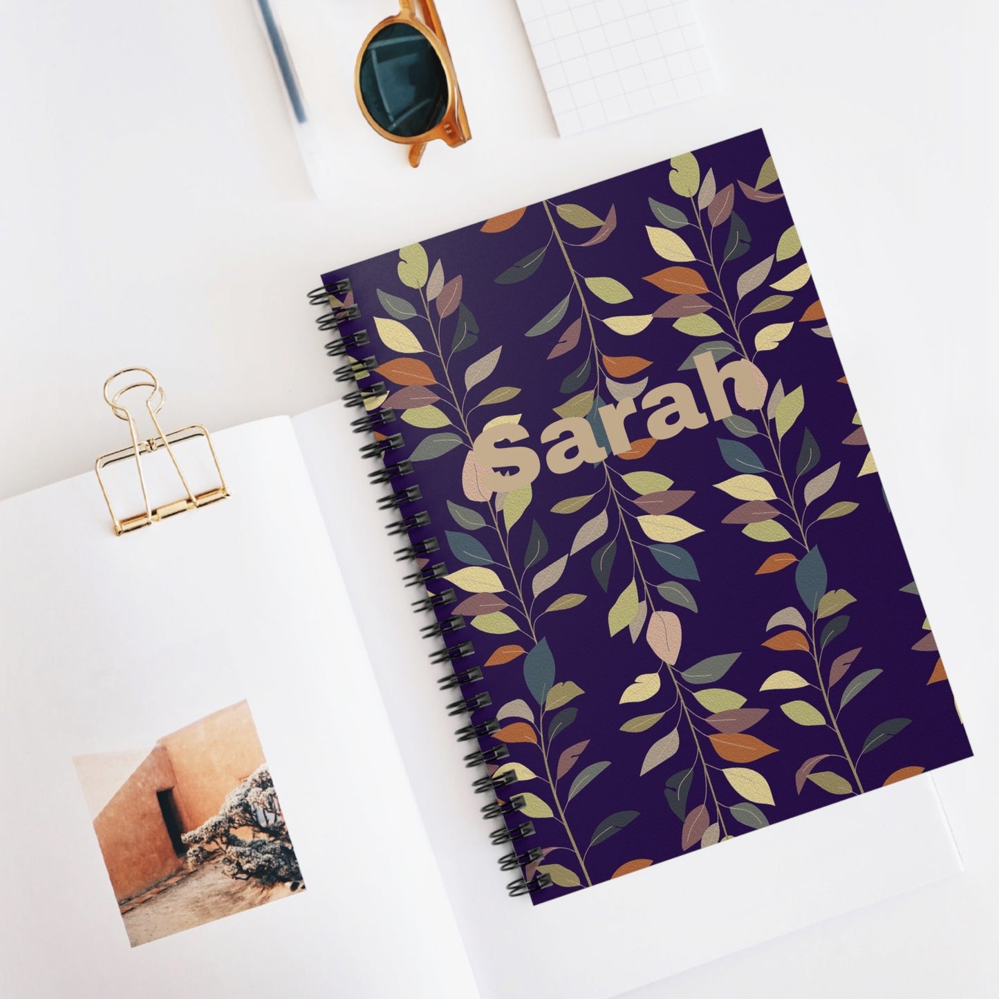 Custom Floral Spiral Notebook for Sarah - Personalized Journal, Stationery Gift, School Supplies, Writing Pad, Planner