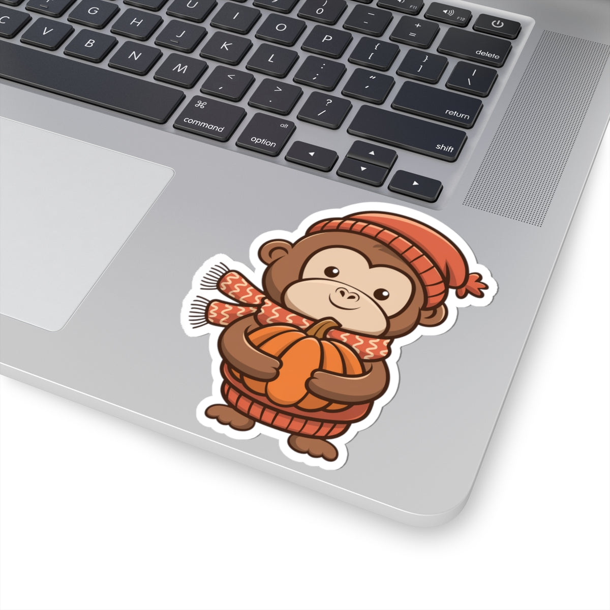 Adorable Pumpkin Monkey Kiss-Cut Stickers | Fall Decor, Cute Animal Stickers, Laptop Décor, Kids Gifts, Scrapbooking