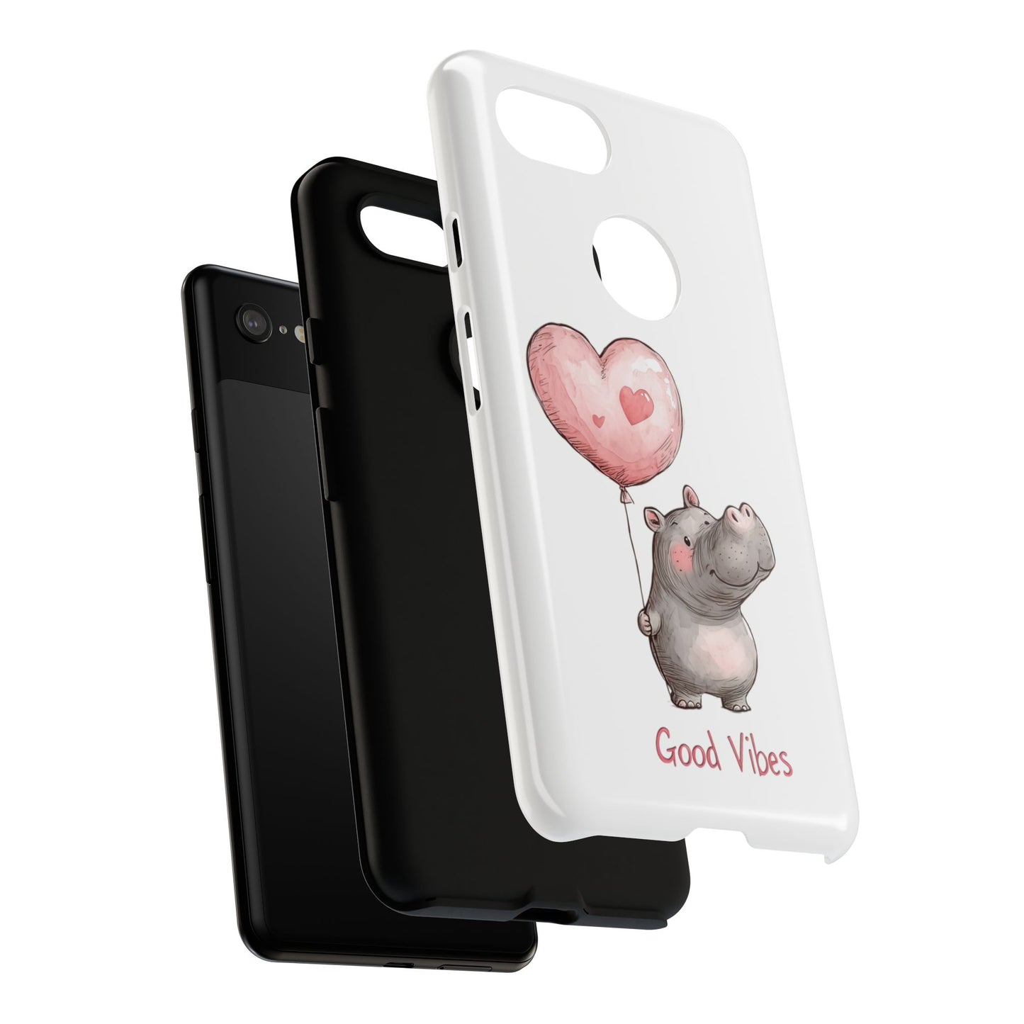 Cute Hippo Phone Case - Good Vibes Design, Animal Lover Gift, Fun Accessory, Birthday Present, Phone Accessories