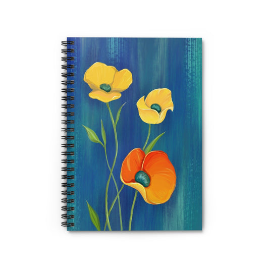 Floral Spiral Notebook - Ruled Line, Journal, Stationery, Gift Idea, Writing Pad, Art Supplies