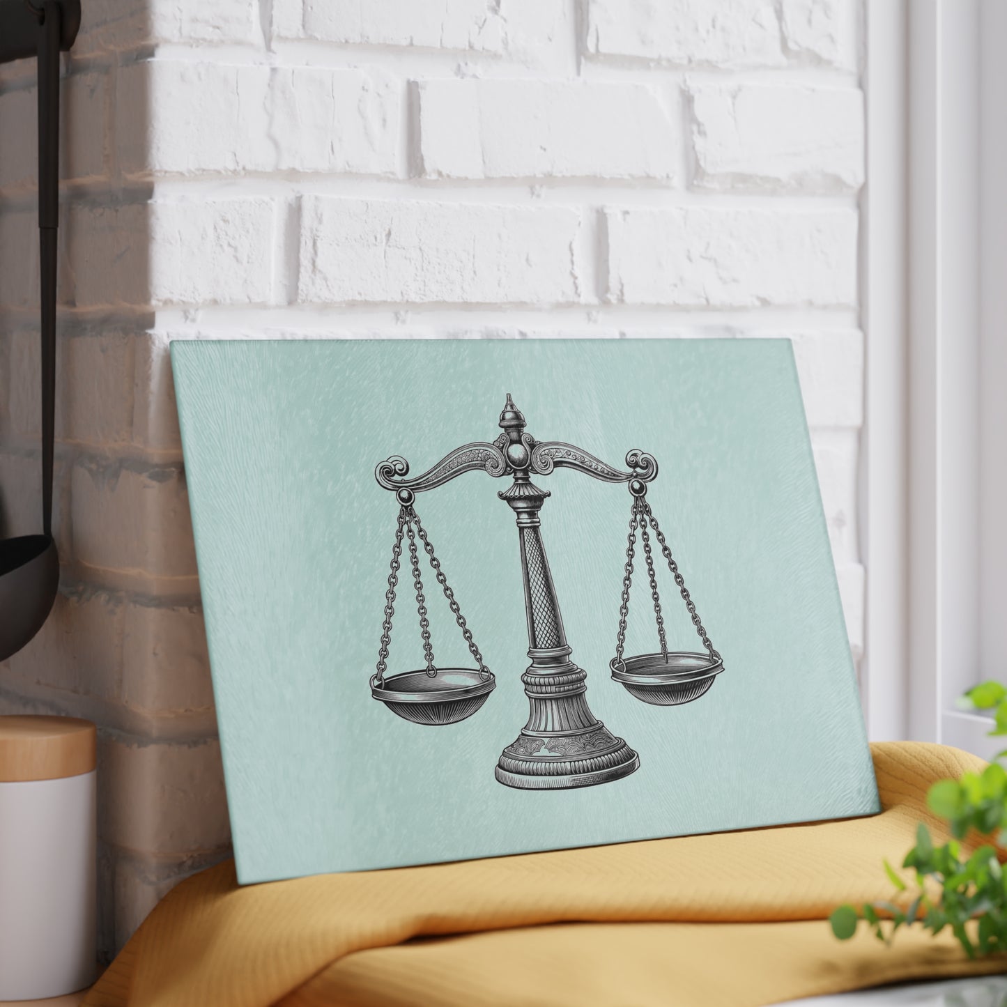 Elegant Justice Scale Glass Cutting Board, Gift for Lawyers, Kitchen Decor, Unique Wedding Gift, Housewarming Gift, Legal Theme