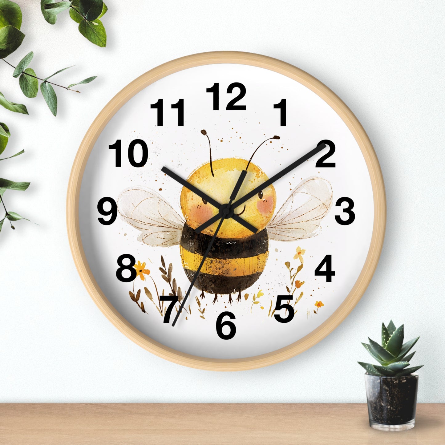 Bee-Themed Wall Clock, Cute Bee Decor for Home, Perfect Gift for Bee Lovers, Nature-Inspired Wall Art, Kids Room Decor