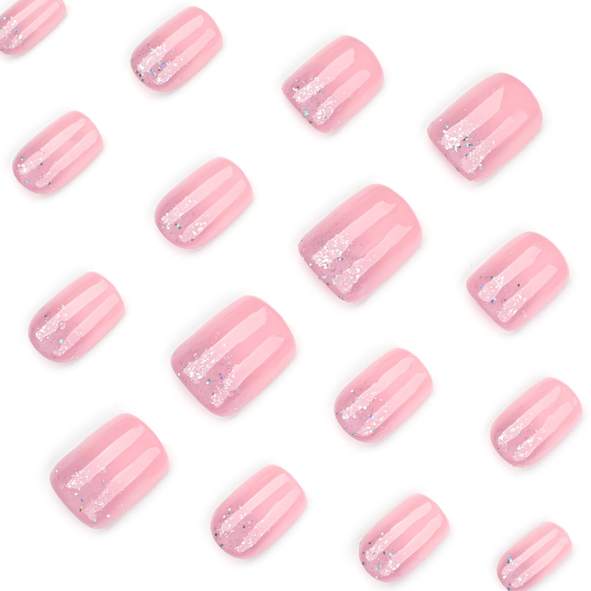 Reverse French gold glitter gradual change simple short square press-on nails – Image 3