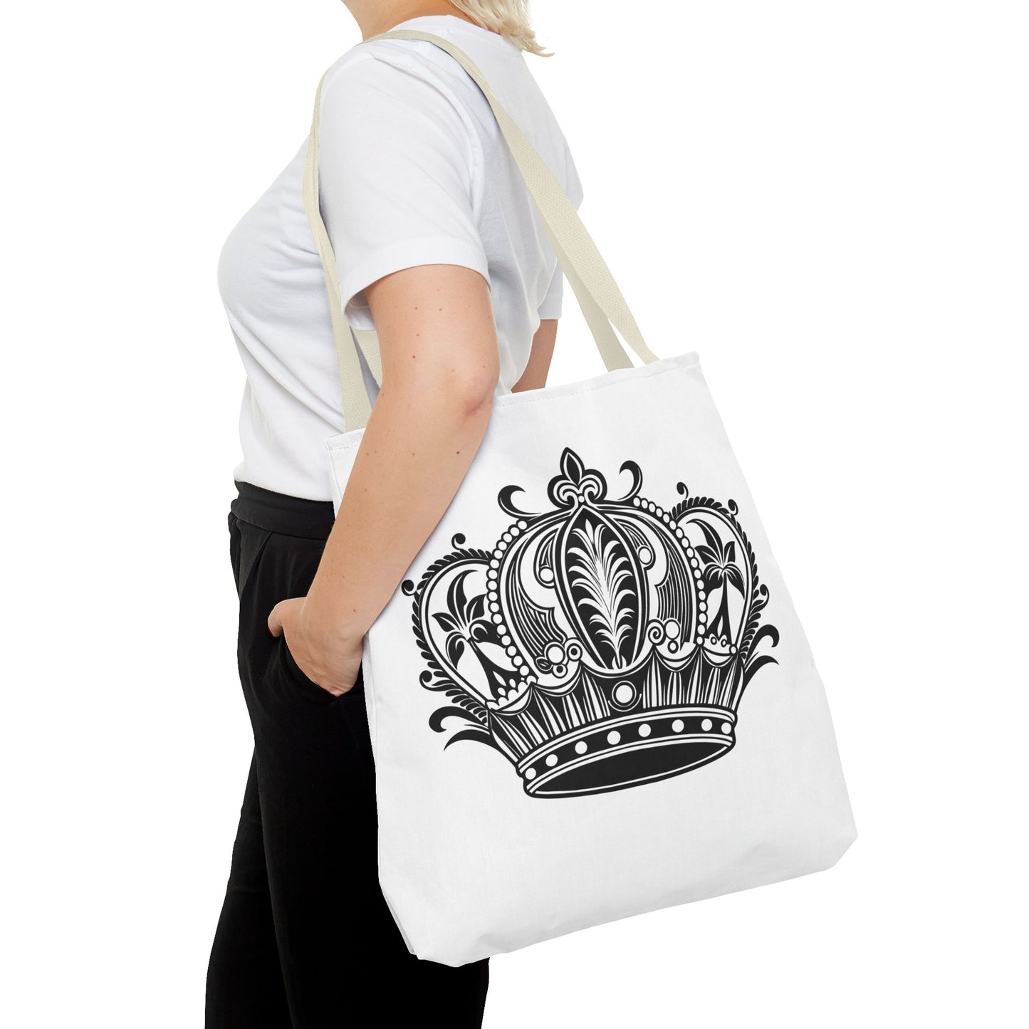 Crown Design Tote Bag, Royal Style Shopping Tote, Chic Grocery Bag, Gift for Her, Fashionable Accessories