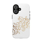 Elegant Floral Phone Case, Tough Cases, Gold Swirls, Stylish Protection, Trendy Gift, Chic Accessory