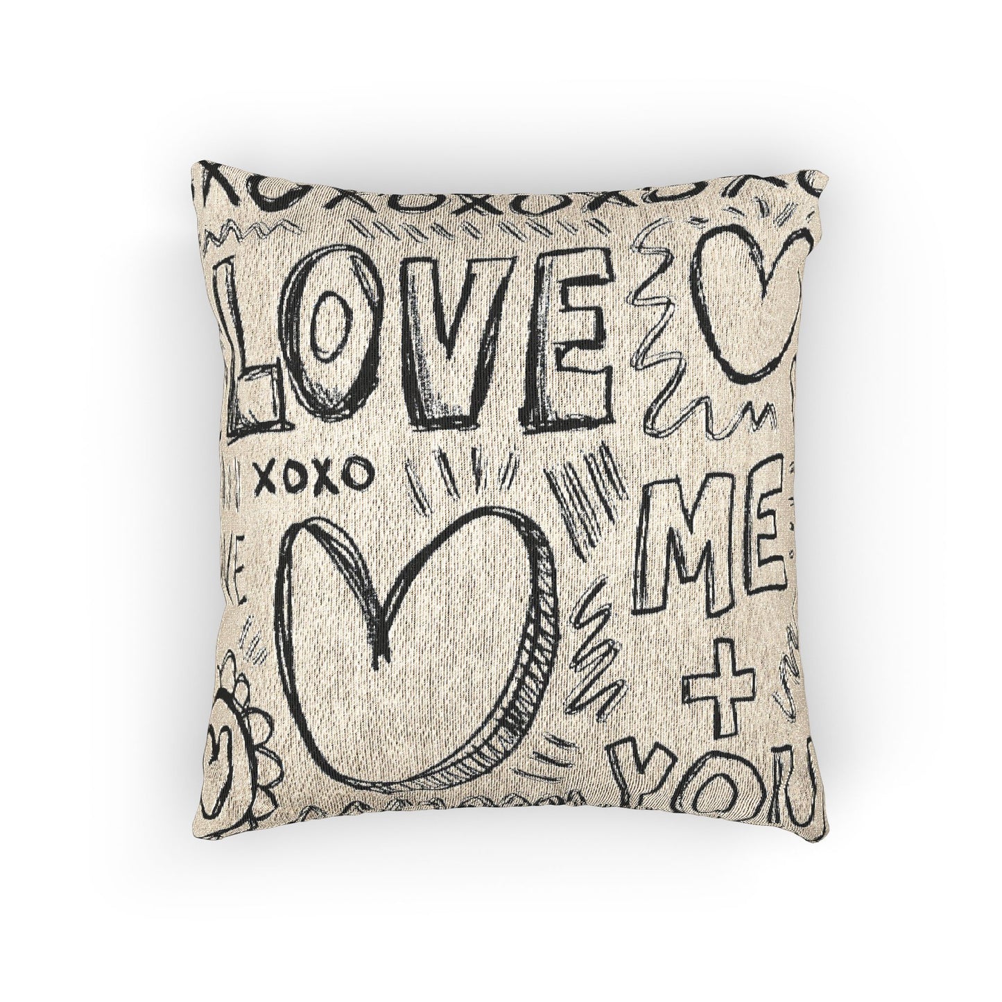 Boho Love Woven Pillow, Decorative Throw Cushion, Home Decor, Cozy Living Room Accent, Gift for Her, Modern Farmhouse Decor