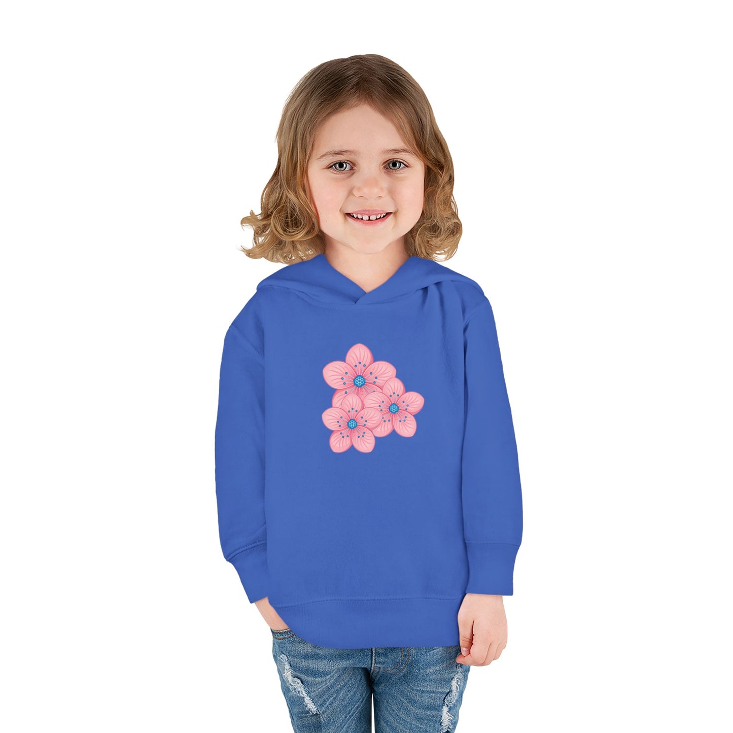 Adorable Toddler Pullover Fleece Hoodie with Pink Flower Design, Kids Sweatshirt, Toddler Clothing, Spring Outfit, Cute Gift for Kids