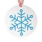 Snowflake Metal Ornament — Blue Snow Holiday Tree Decoration