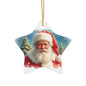 Santa Claus Ceramic Ornament, Holiday Decoration, Christmas Tree Ornament, Unique Gift, Festive Decor, Seasonal Home Accent