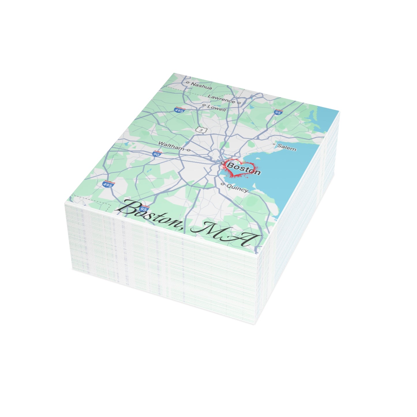 Boston Map Postcard Bundle - Personalized Travel Keepsake, Perfect for Souvenirs, Gifts, Wedding Invitations, or Event Thank You Cards
