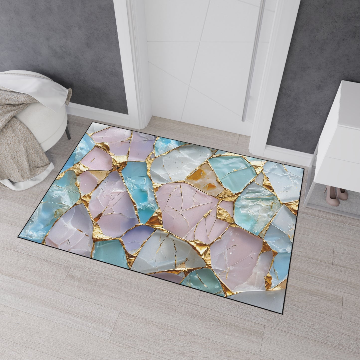 Elegant Geode Floor Mat, Luxurious Entrance Rug,  Non-Slip