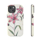 Floral Phone Case with Elegant Pink Lilies, Cute Floral Accessories, Phone Protection, Gift for Her, Stylish Cell Phone Cover