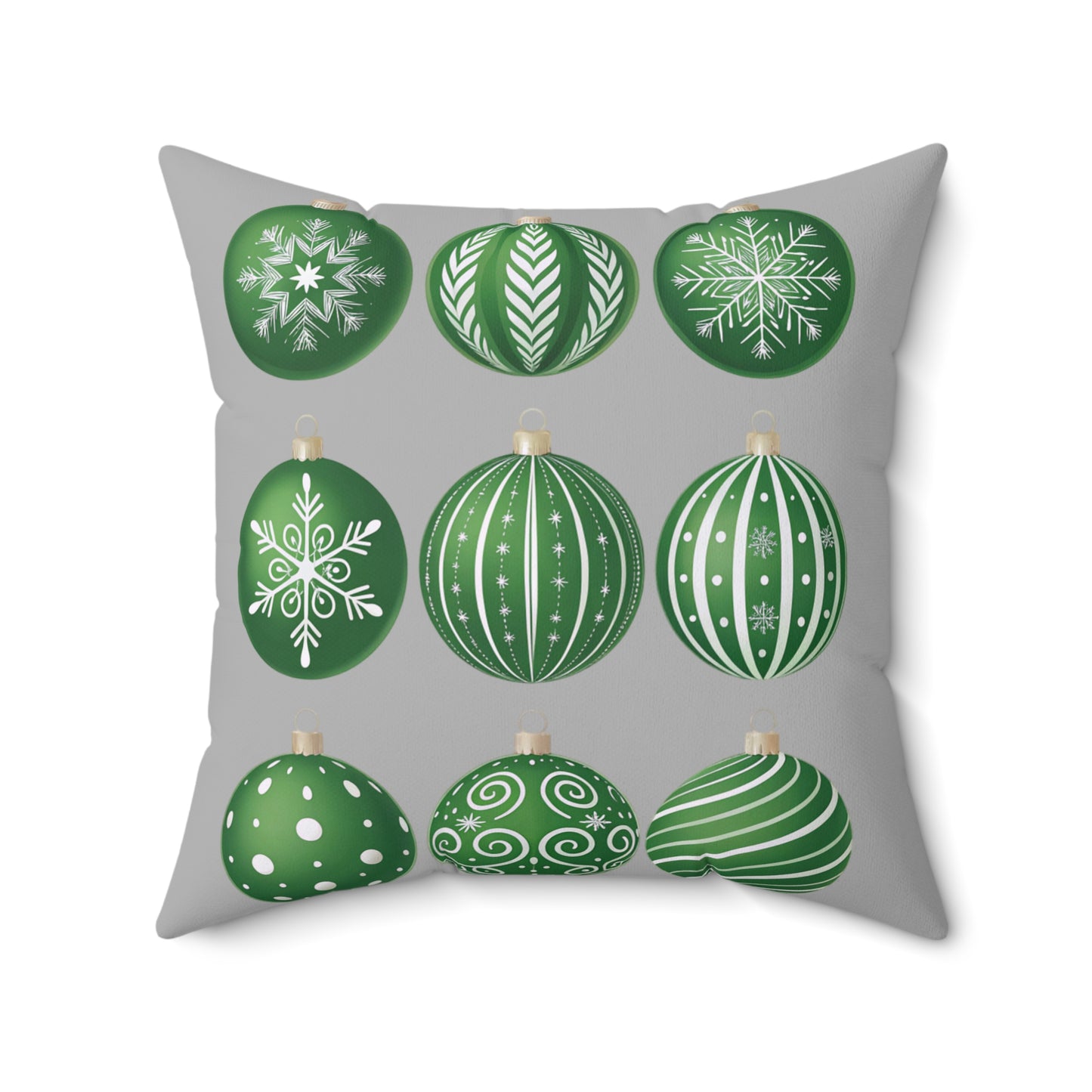 Christmas Ornament Pillow, Cozy Holiday Decor, Winter Home Accent, Gift for Christmas Lovers, Green and Gray Pillow