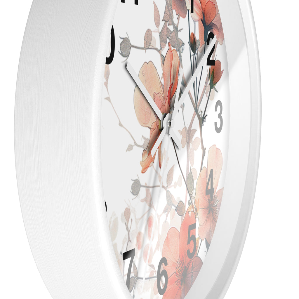Floral Wall Clock — Soft Orange Blossom Decorative Clock