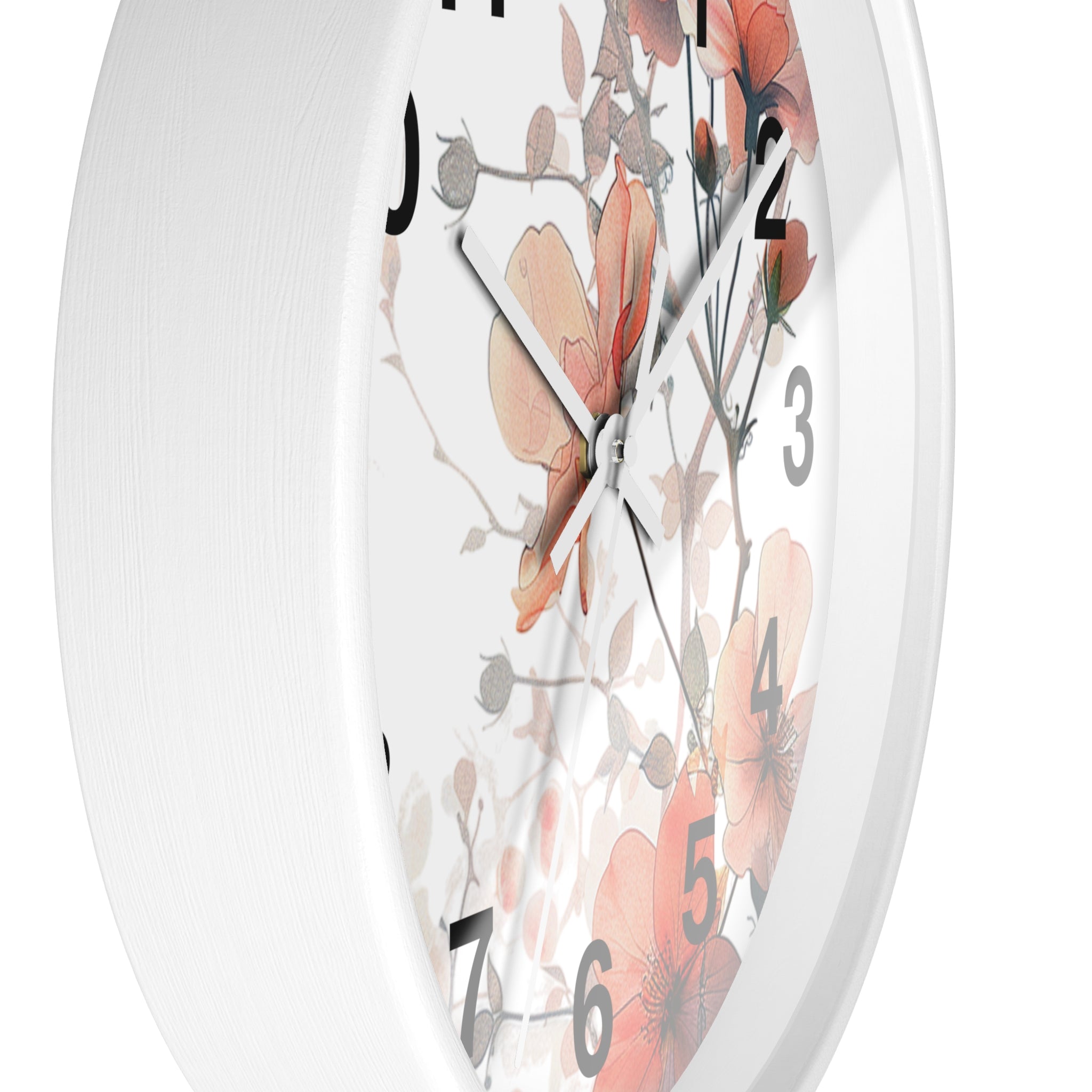 Floral Wall Clock — Soft Orange Blossom Decorative Clock