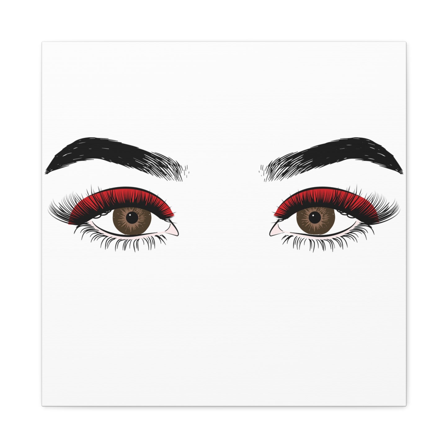 Red Lashes Wall Art Canvas — Glam Eyes Makeup Decor