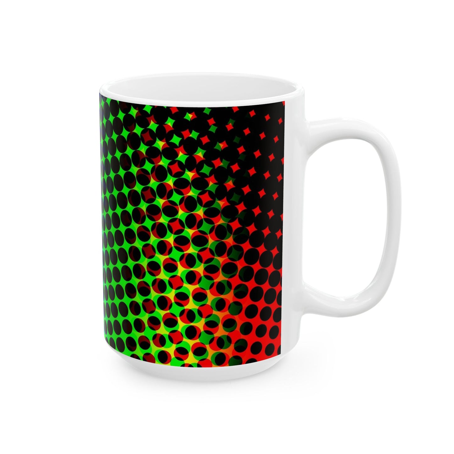 Vibrant Patterns Ceramic Mug, Unique Coffee Cup, Colorful Drinkware