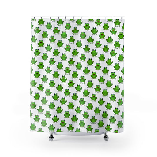Cheerful Frog Shower Curtain | Cute Bathroom Decor, Frog Lovers Gift, Fun Home Accessory, Kids Bathroom, Unique Gift Idea