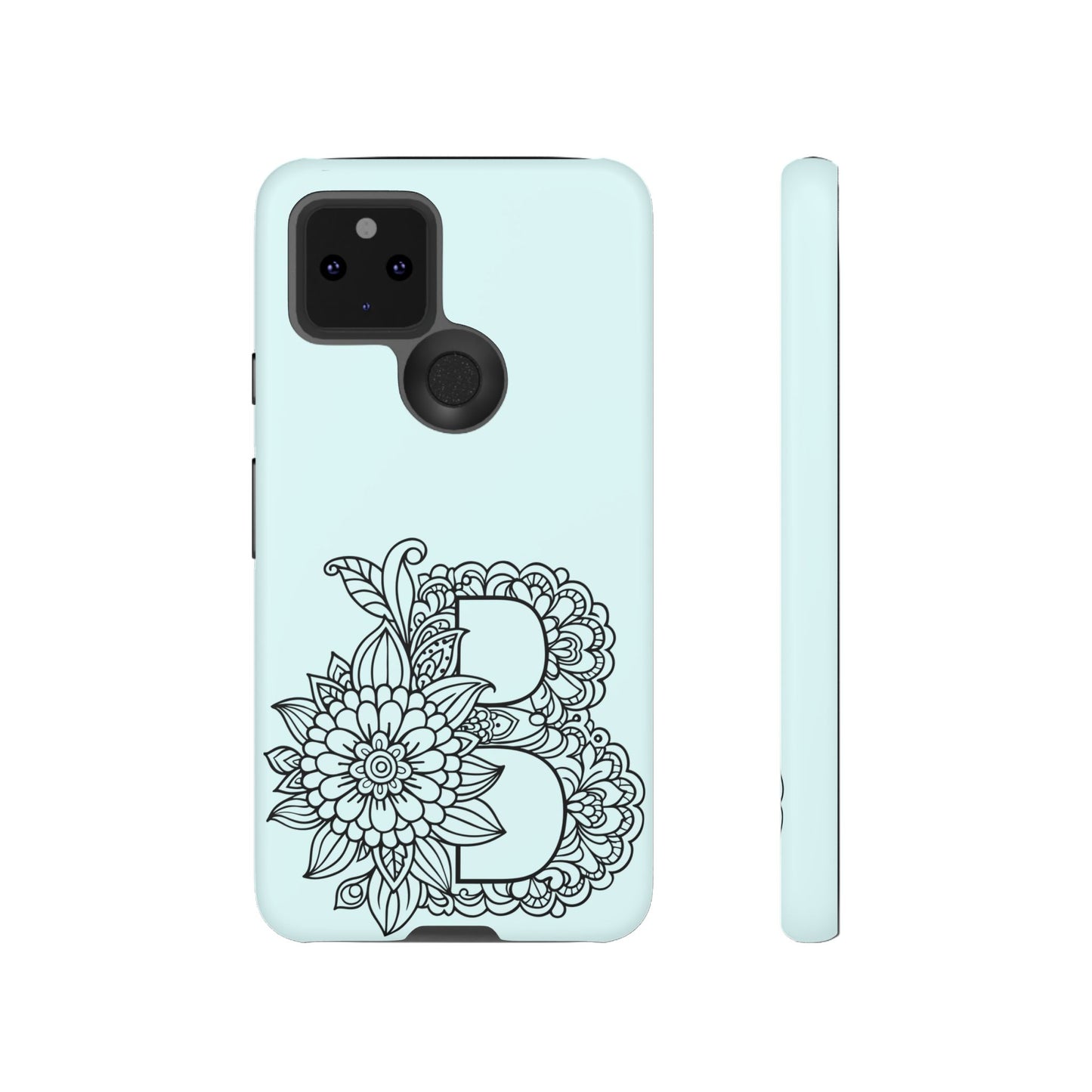 Personalized Tough Phone Case- Letter B, Floral Monogram Cell Phone Cover, Custom Protective Case, Unique Gift, Birthday, Graduation