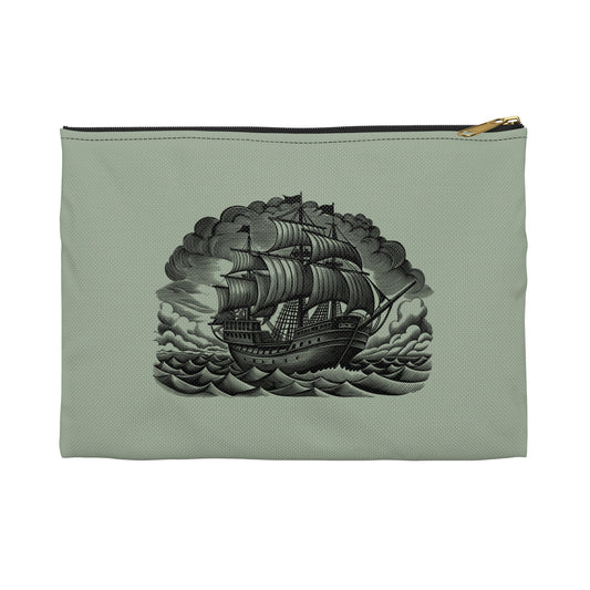 Nautical Themed Accessory Pouch - Pirate Ship Design, Makeup Bag, Travel Organizer, Gift for Sailors, Ocean Lovers