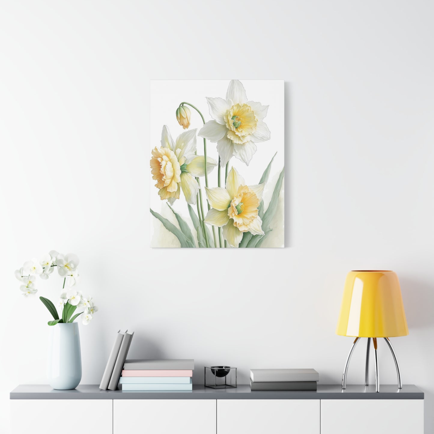 Matte Canvas, Stretched, 1.25" beautiful flowers white and yellow.