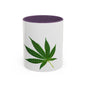 Marijuana Leaf Accent Coffee Mug | Cannabis Lover's Gift, Unique Coffee Cup, Pothead Mug, Stoner Gift Idea, Greenery Decor