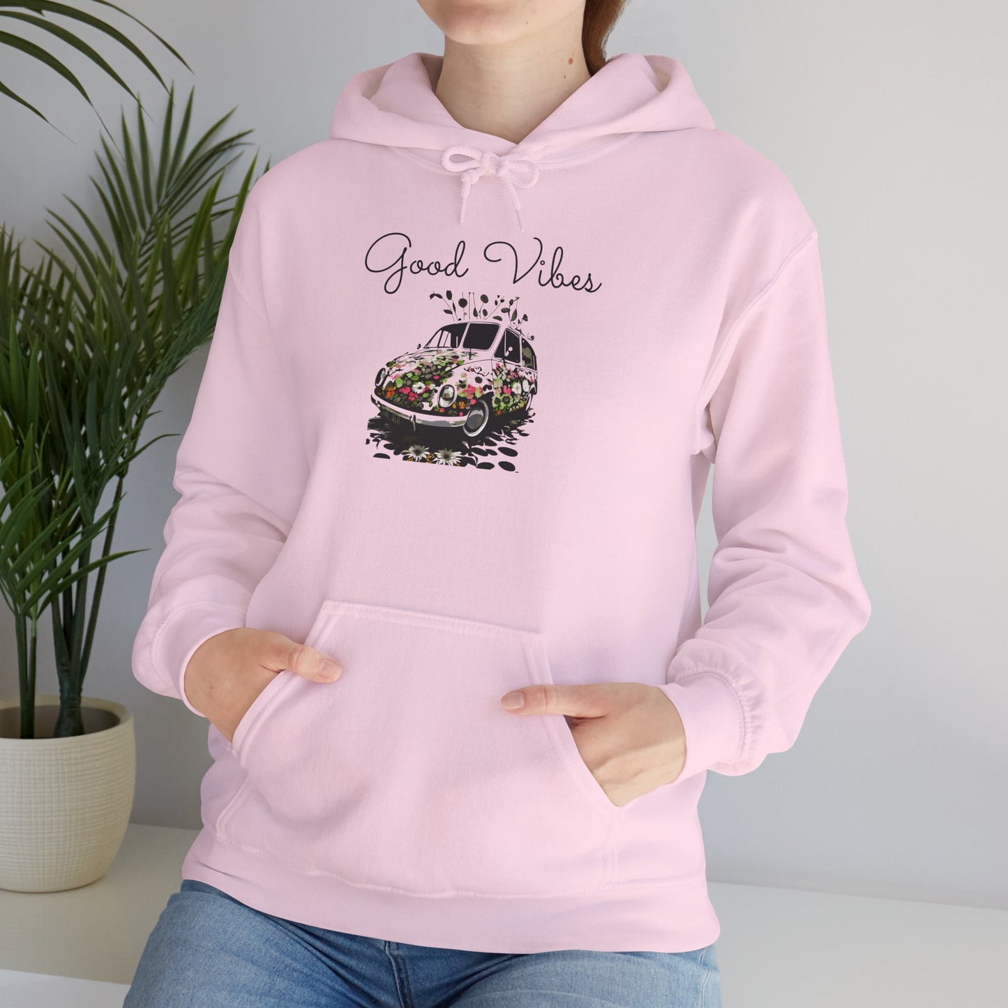 Good Vibes Hooded Sweatshirt - Unisex Heavy Blend, Cozy Gift for Friends, Casual Wear, Summer Outings, Beach Days, Chill Vibes