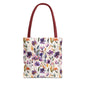 Floral Watercolor Tote Bag — Purple & Orange Botanical All-Over Print