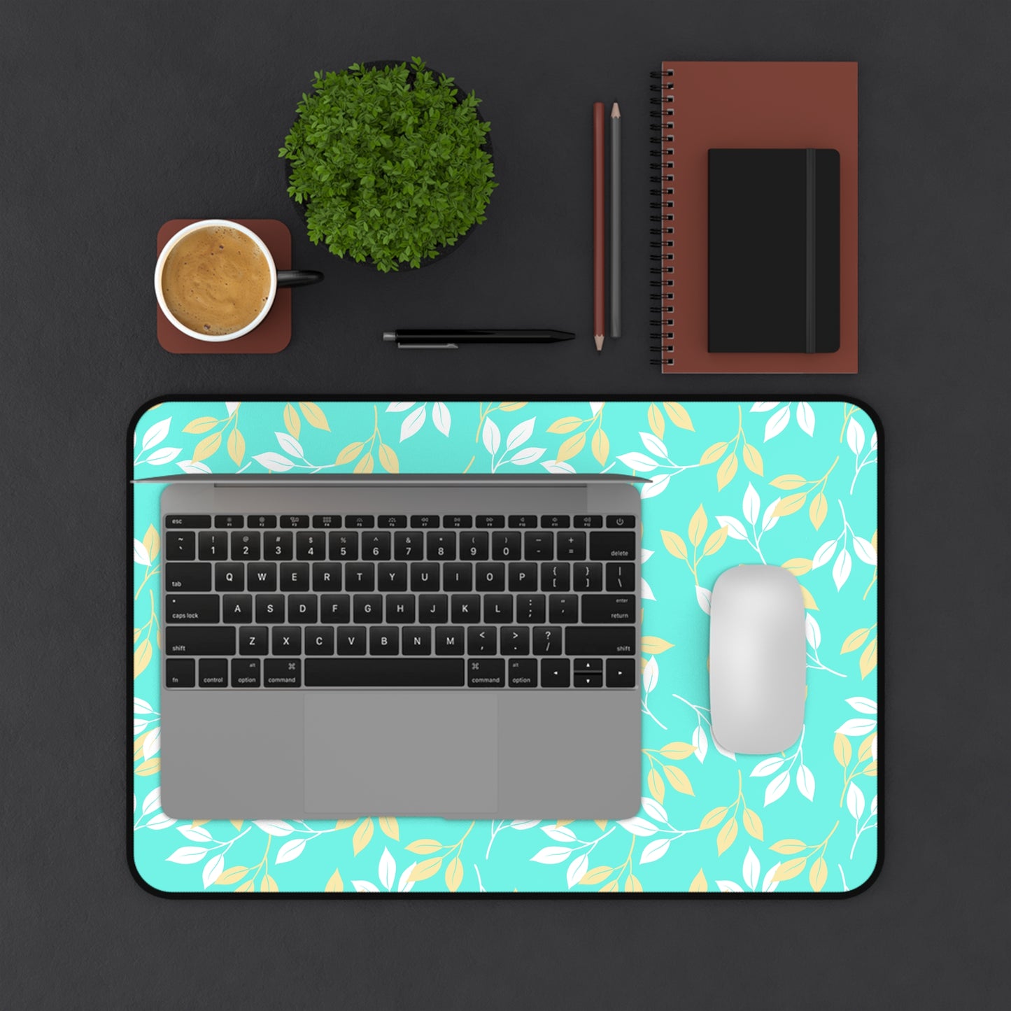Botanical Desk Mat for Home Office, Leafy Desk Pad, Cute Work Accessory, Floral Mouse Mat, Gift for Students, Greenery Decor