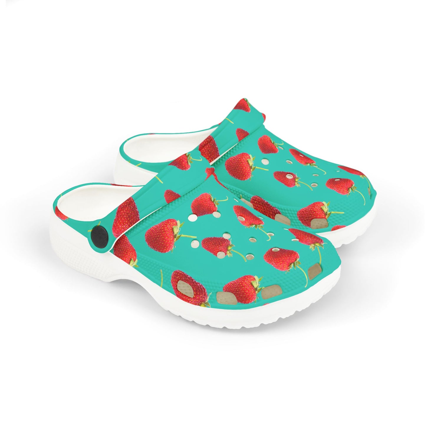 Strawberry Print Kid's EVA Foam Clogs, Fun Summer Footwear, Playful Garden Clogs, Kids Summer Shoes, Cute Outdoor Sandals