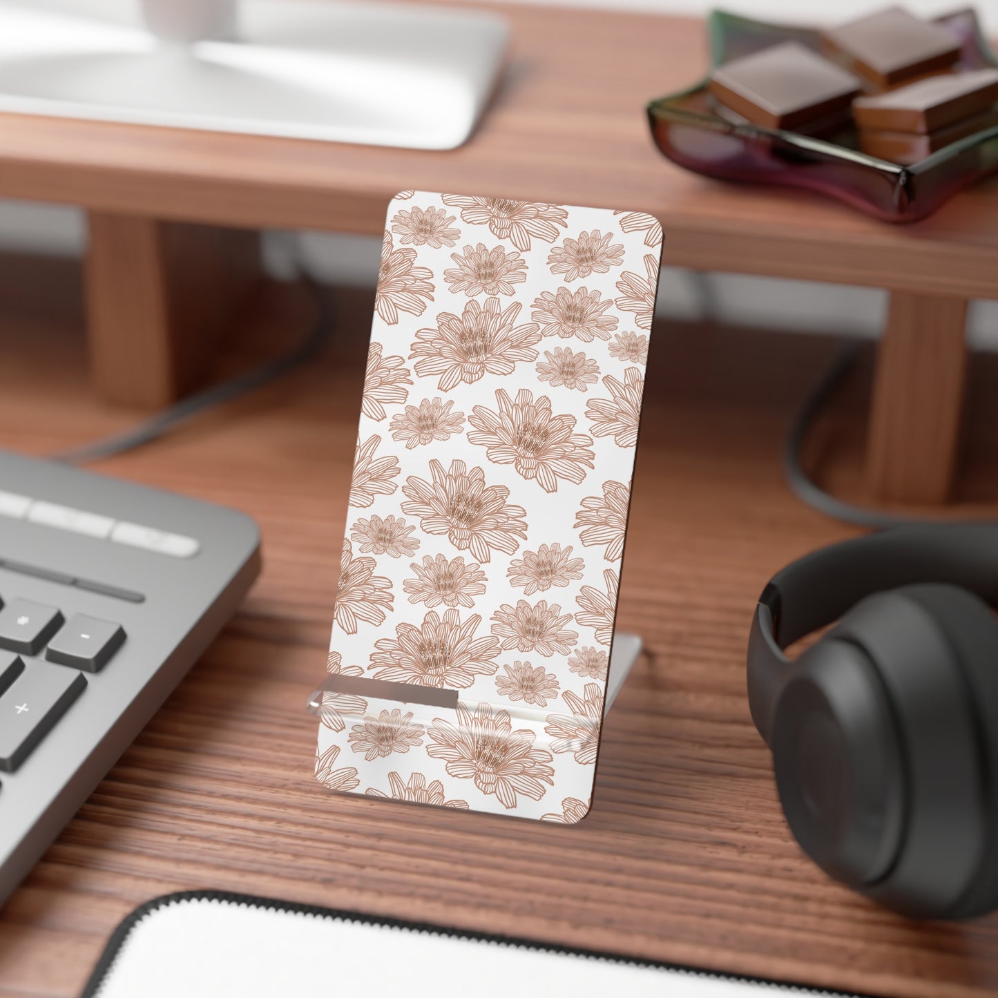 Floral Smartphone Stand, Elegant Phone Holder, Decorative Desk Accessory for Home & Office, Perfect Gift for Tech Lovers, Floral Design