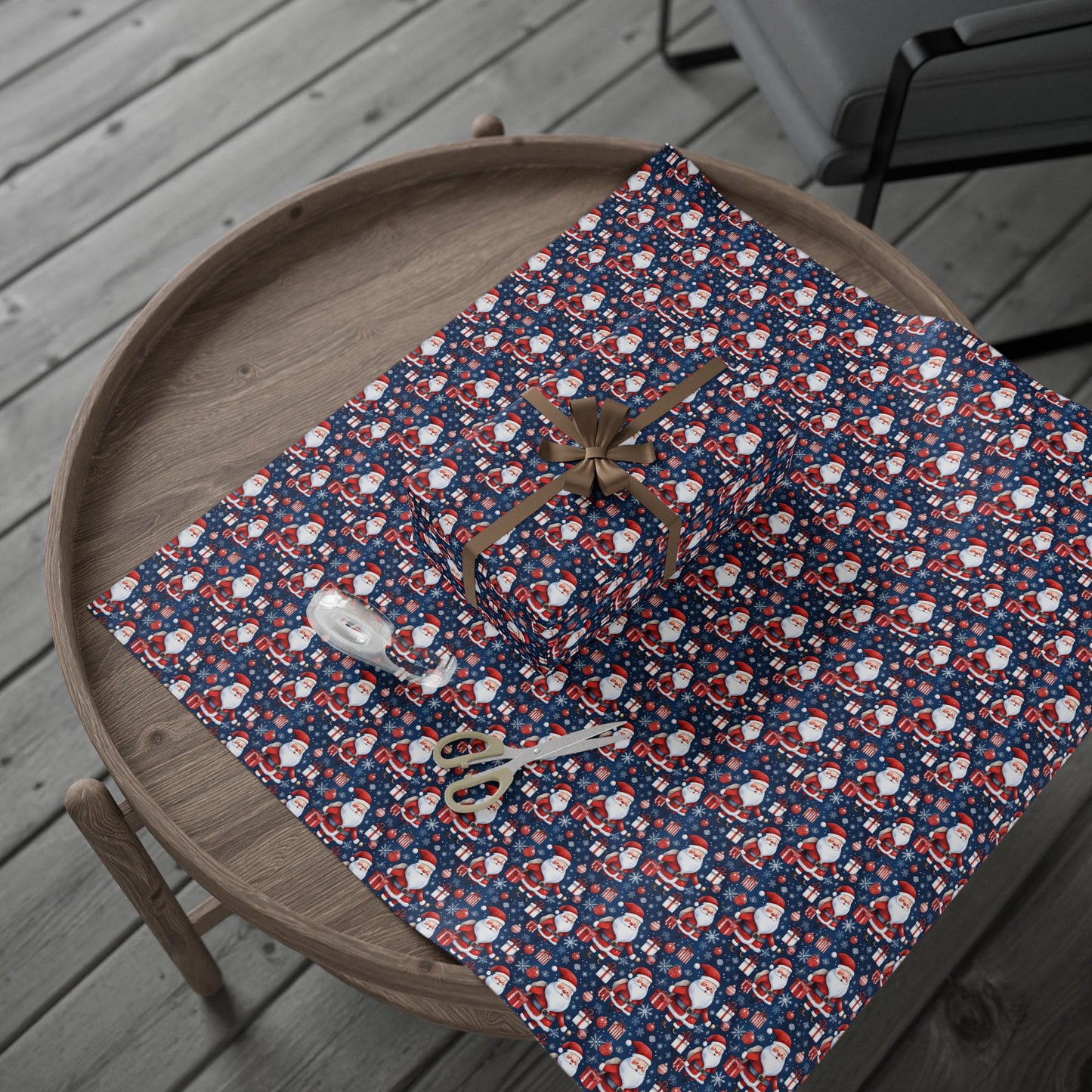 Santa Pattern Wrapping Paper Roll — Festive Christmas Gift Wrap