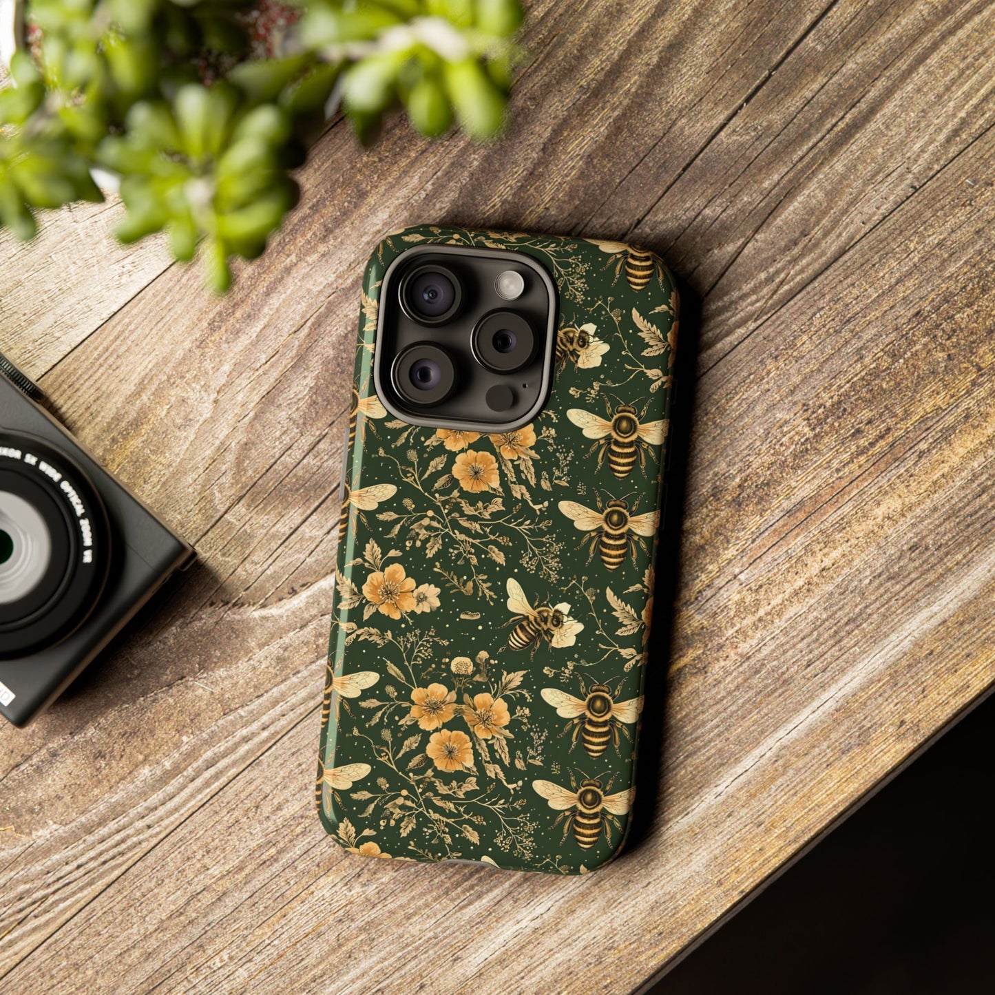 Nature-Inspired Phone Case, Tough Cases for Nature Lovers, Floral Bee Design, Eco-Friendly Gift, Summer Vibes, Trendy Phone Accessory,
