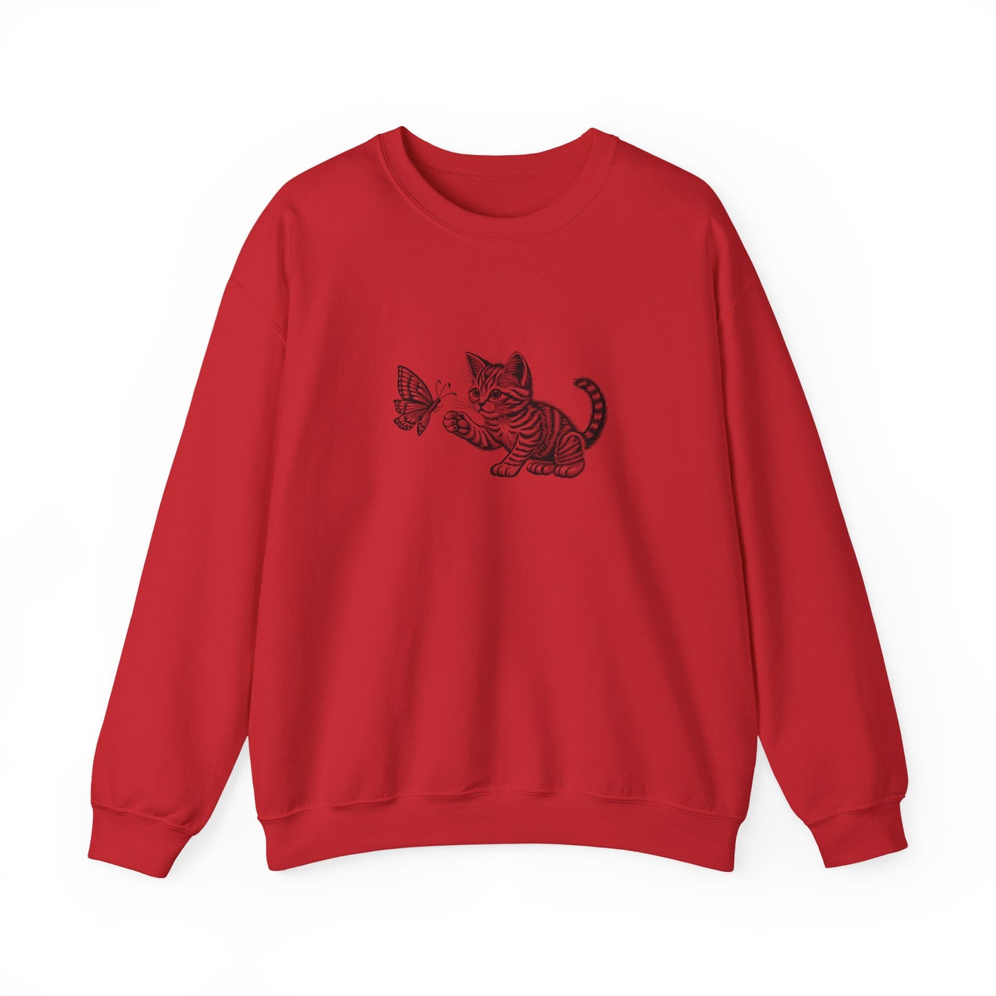 Kitten Butterfly Sweatshirt, Cozy Crewneck with Cat Art, Perfect Gift for Animal Lovers, Cute Sweatshirt for Relaxation & Everyday Wear